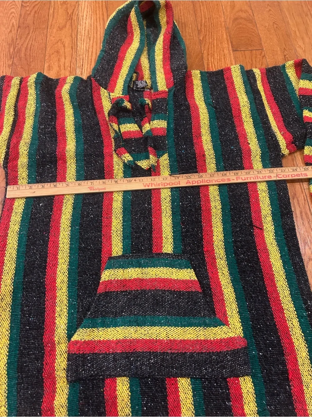 Yarima Baja Hoodie XL Rasta Stripe Pullover Eco-Friendly Recycled Cotton